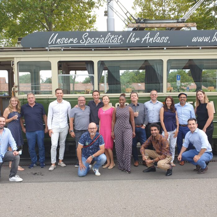 Comfone employees at company event